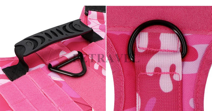 Military Pink Camouflage Dog Harness For Large Medium Dogs Harnesses Leash Adjustable Pet German Shepherd Tactical Training Vest