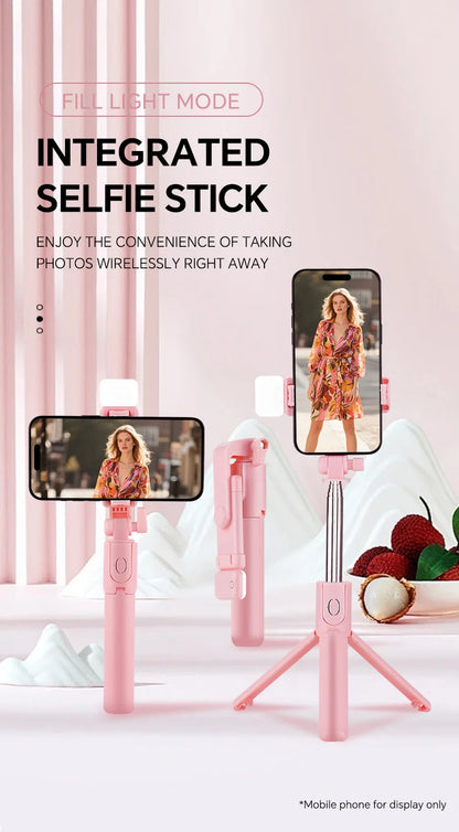 Scalable Phone Selfie Stick With Built-in Fill Light Telescopic Phone Selfie Stick With Built-in Light, Professional Live Stream