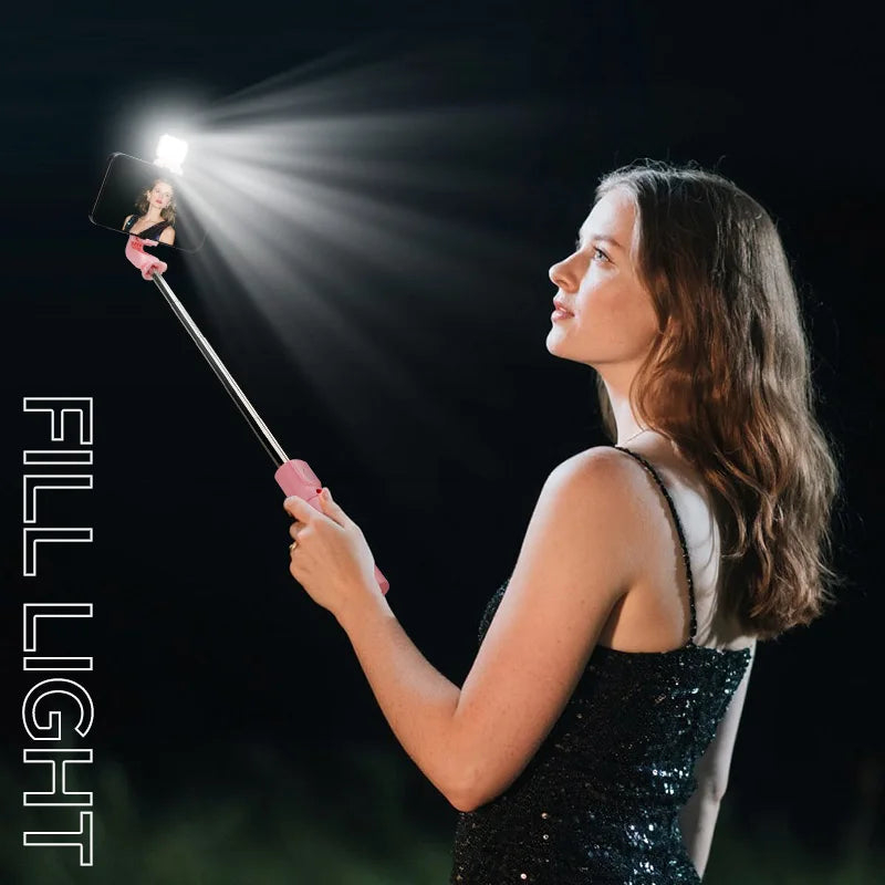 Scalable Phone Selfie Stick With Built-in Fill Light Telescopic Phone Selfie Stick With Built-in Light, Professional Live Stream