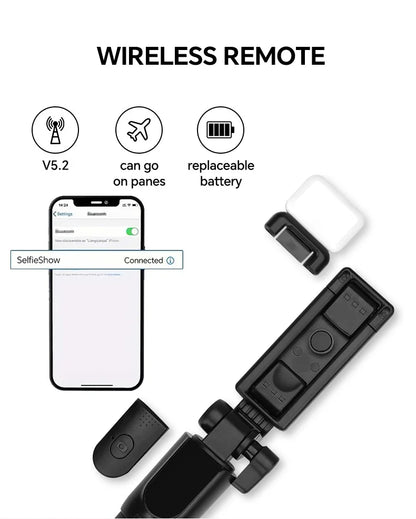 Scalable Phone Selfie Stick With Built-in Fill Light Telescopic Phone Selfie Stick With Built-in Light, Professional Live Stream