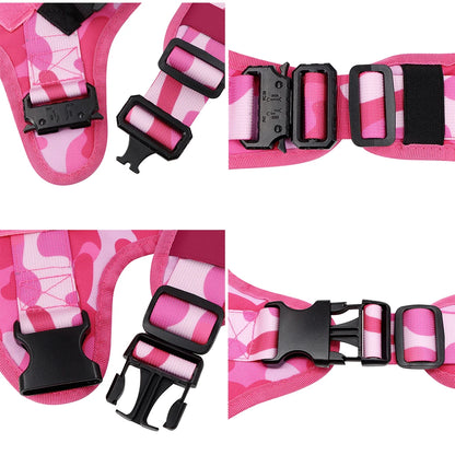 Military Pink Camouflage Dog Harness For Large Medium Dogs Harnesses Leash Adjustable Pet German Shepherd Tactical Training Vest