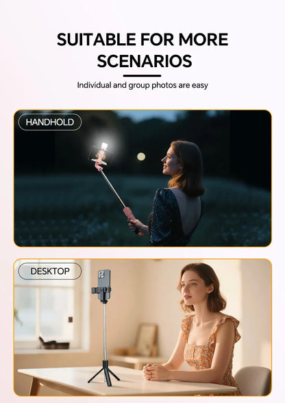 Scalable Phone Selfie Stick With Built-in Fill Light Telescopic Phone Selfie Stick With Built-in Light, Professional Live Stream