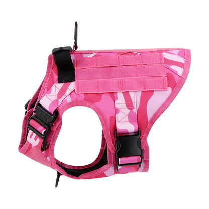 Military Pink Camouflage Dog Harness For Large Medium Dogs Harnesses Leash Adjustable Pet German Shepherd Tactical Training Vest